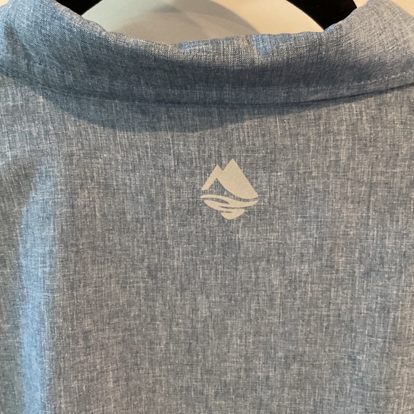 Ocean + Coast Short Short Sleeve Button Down Shirt - XXL - Bison Blue Heather - Picture 5 of 9